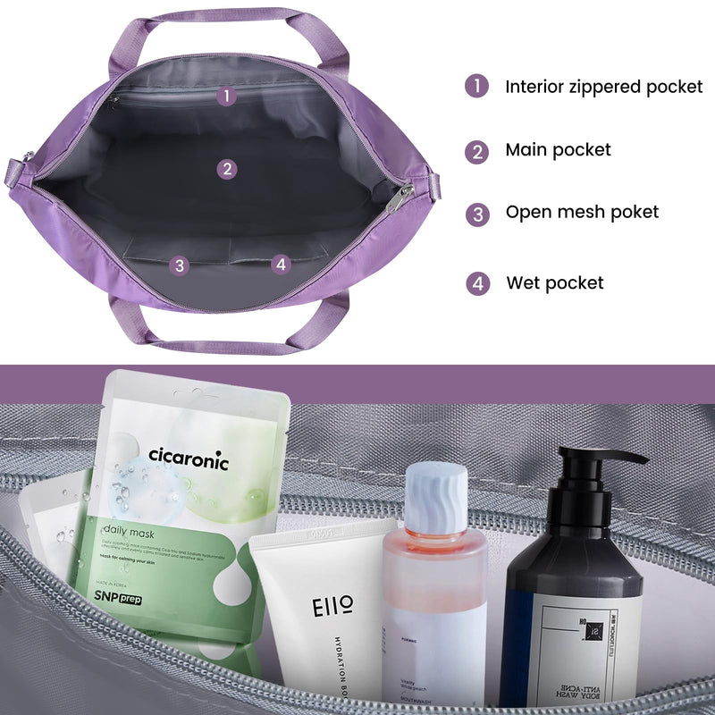 Travel Duffle Bag for Women, Weekender Overnight Carry On Bag for Women, Foldable Waterproof Gym Luggage with Wet Compartment