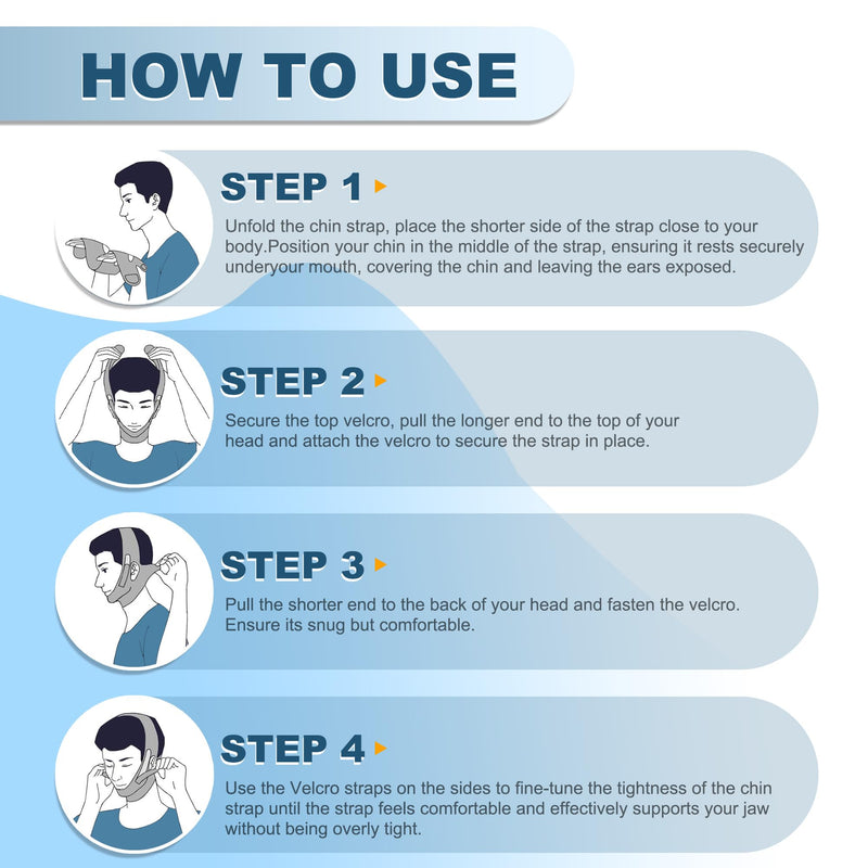 [Australia] - Chin Strap for Sleeping, Adjustable Chin Strap for Snoring, Anti Snoring Devices Breathable and Reusable, Comfortable Stop Snoring Solution, Anti Snore Chin Strap for Men and Women (Black) Black 