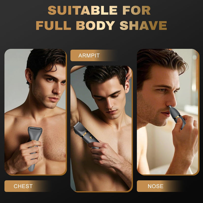 [Australia] - Ball Shaver for Men, 3-in-1 Multifunction Body Hair Trimmer & Pubic Shaver with Titanium Blades (No Nicks!), IPX7 Waterproof Electric Razor, LED Display, Wet/Dry 