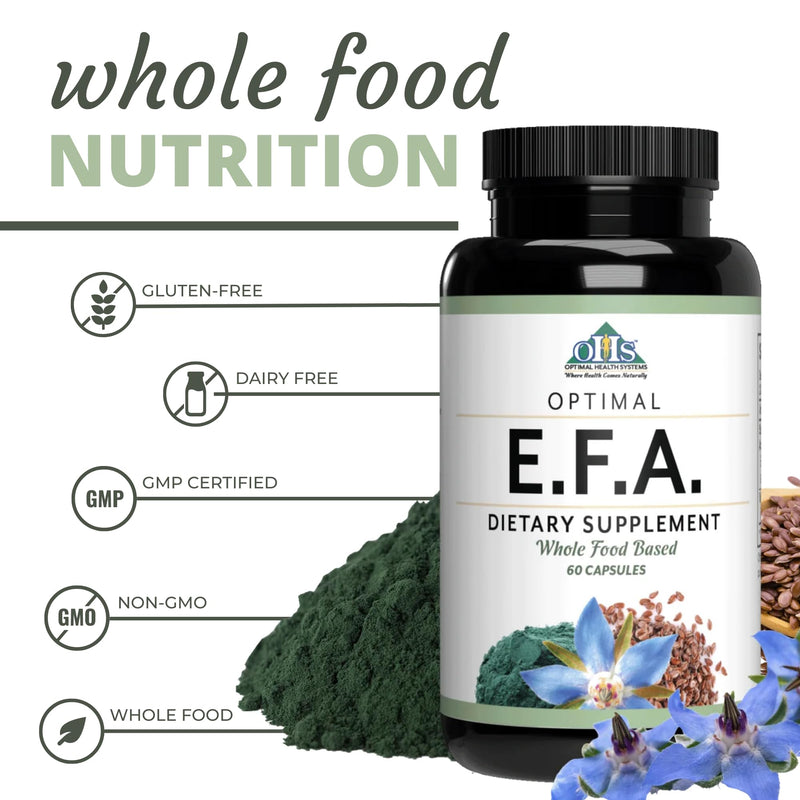 [Australia] - Optimal Health Systems EFA | 1,000 mg from Borage, Flaxseed, and Algae Oil | Safer, Plant-Based Blend | Essential Fatty Acid Supplement | 60 Capsules 
