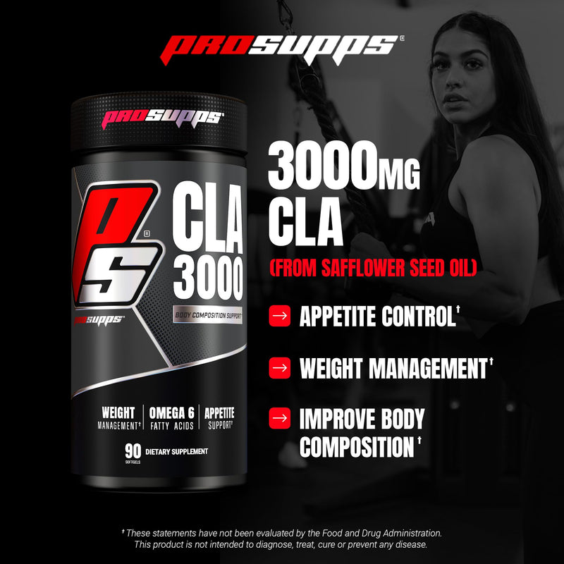 [Australia] - PROSUPPS CLA 3000 Lean Body Composition Support - Stim-Free Conjugated Linoleic Acid Workout Supplement for Weight Management & Appetite Support with Omega 6 Fatty Acid - Gym & Fitness - 90 Softgels 