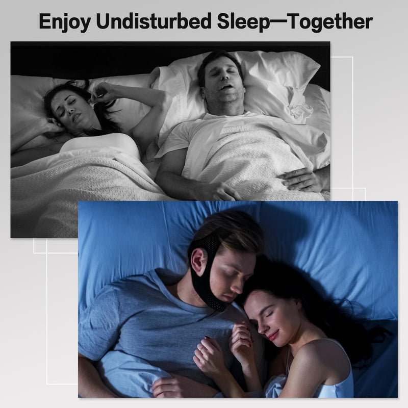 [Australia] - 2 Pack Anti Snore Chin Strap for Sleeping, Mouth Jaw Tape Snoring Stopper Sleep Devices CPAP Users Breathing Head Mouthpiece Solution Keep Closed Advancement Reducing Aids Mandibular Machine Men Women Black 