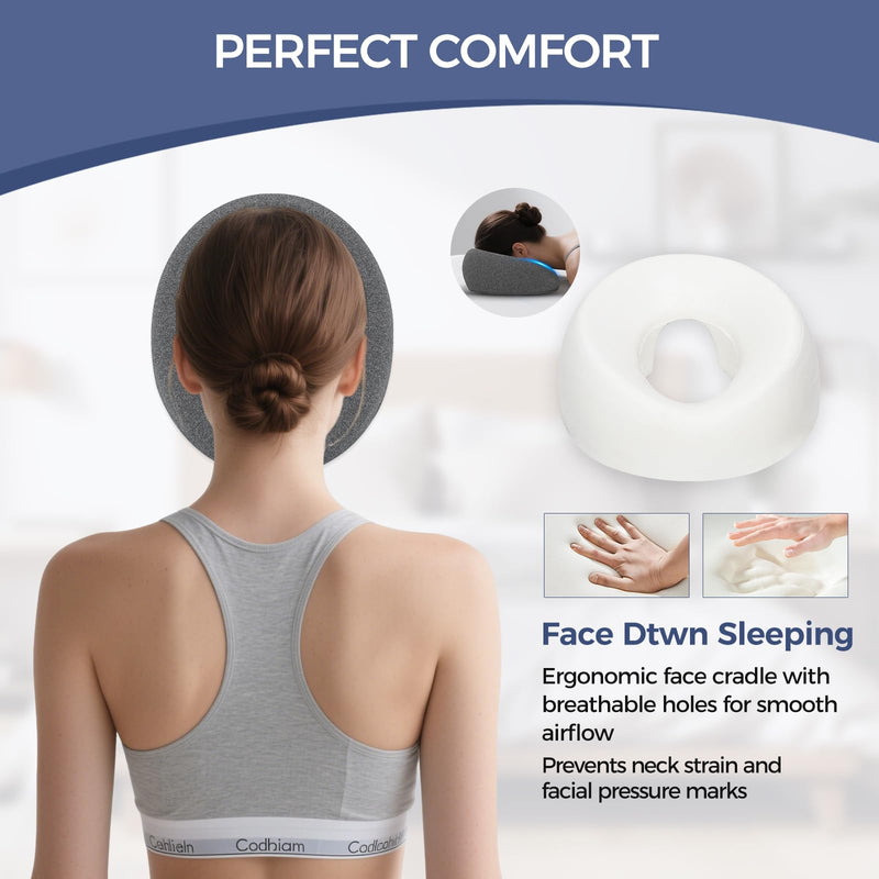 [Australia] - Face Down Massage Pillow - Removable Cover for Massage Tables & Massage Bed, Esthetician Supplies for SPA, Beauty & Tattoo Professionals Facial Pillow (Type A) Dark Gray 