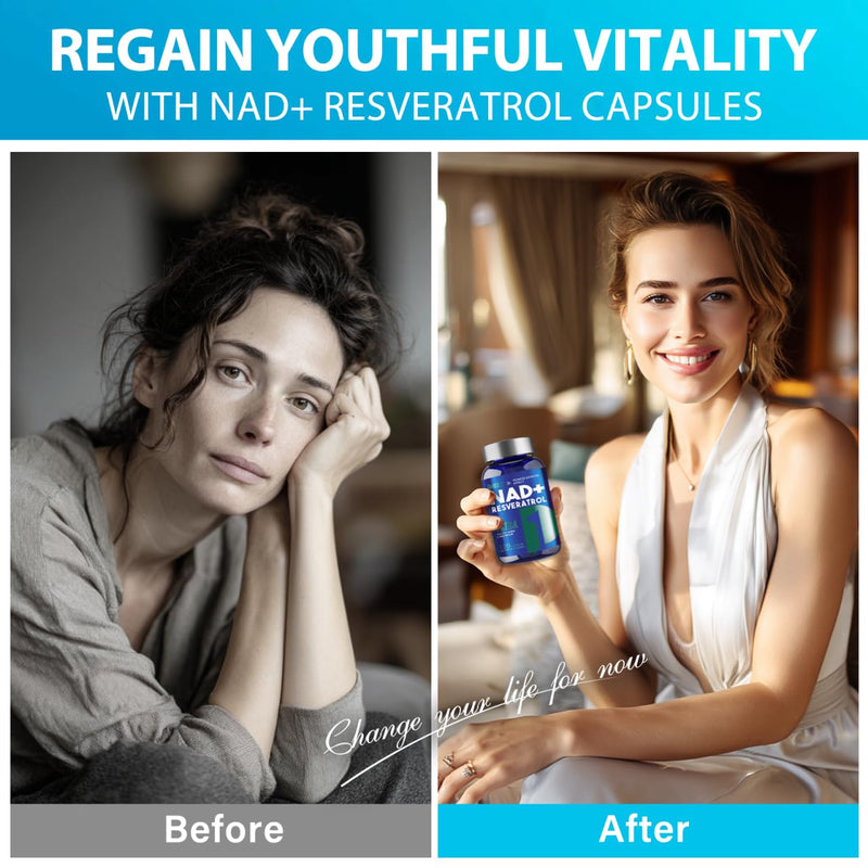 NAD+ Supplement 1500MG, 120PCS Ultra NAD+ & Resveratrol Supplement, Boosting Riboside for Cellular Energy, Metabolism & Repair, Blue