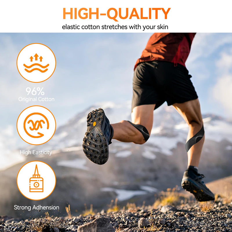 Precut Kinesiology Tape - 60 Strips (3 Rolls) | Waterproof Kinesiology Tape for Muscle & Joint Support, Athletic Knees, Shoulders, Back Pain Relief | Sport Tape for Weightlifting, Running 3 ROLL 3mix