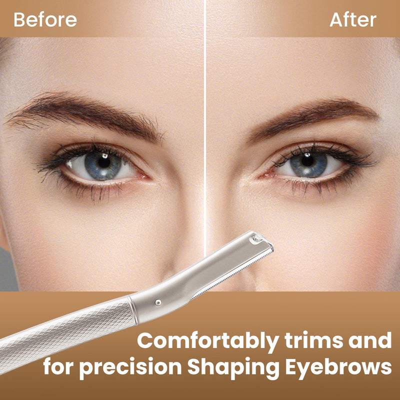 [Australia] - Eyebrow Razor Dermaplaning Tool with 10 Blade Refills Exfoliating Face Razors for Women Facial Razor for Peach Fuzz and Eyebrow Hair Removal Silver 