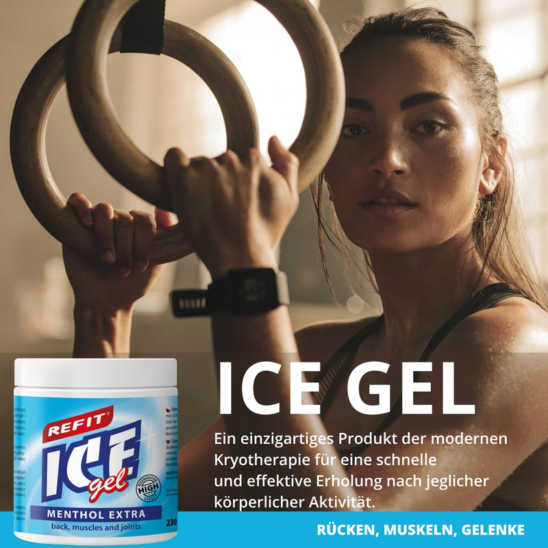 [Australia] - REFIT® Ice Gel Menthol Extra 230 ml - Extra pain gel - high menthol content - extra cooling - suitable for leisure and professional sports - for regeneration and relaxation - unique formula 230 ml (pack of 1) 