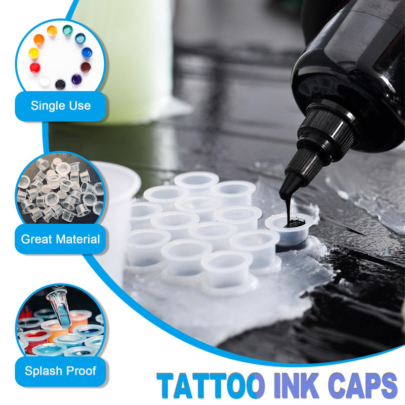 [Australia] - 303Pcs Tattoo Ink Caps Kit - Emalla 3Pcs Black Tattoo Ink Cups Holder with 300Pcs Tattoo Ink Caps 100 Small 100 Medium 100 Large Tattoo Ink Cups Tattoo Ink Container Tattoo Kit Tattoo Supplies 300pcs ink caps+3pcs holders 