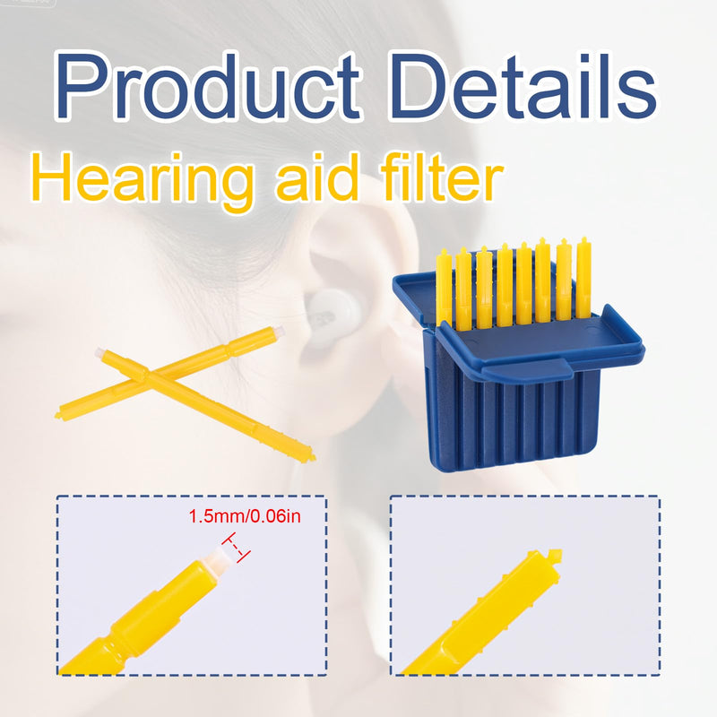32pcs Hearing Aid Filters for Starkey, 1.5mm/0.06in Diameter Hearing Aid Wax Guard Filters Replacement Cleaning Accessories and Supplies Kit Compatible with Starkey 32