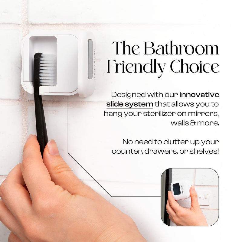 [Australia] - Mondano UV-C Toothbrush Sanitizer and Holder, Toothbrush Case - Manual/Electric Toothbrush Cover for Any Toothbrush Head - Rechargeable Toothbrush Travel Case, Tooth Brush Cover Cap for Home Frost White 