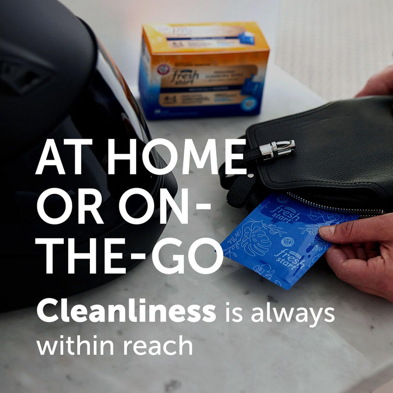 [Australia] - FitRight Fresh Start On-The-Go Flushable Wipes (48 Count), Personal Cleansing Wipes, Individually Wrapped Sachets for Urinary Incontinence with The Odor-Control Power of ARM & Hammer Baking Soda 