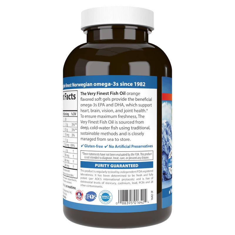 Carlson The Very Finest Fish Oil, 700 mg, Omega-3s, Orange, 240 Softgels | Norwegian Fish Oil Supplement; Wild Caught Omega-3 Fish Oil; Sustainably Sourced Fish Oil Capsules; Omega-3 Supplement 240 Count (Pack of 1)