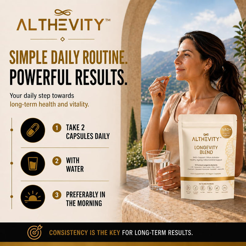 NAD+ Longevity Supplement Pouch – 14 in 1 Daily Healthy Ageing Formula with NR, Trans-Resveratrol & Quercetin – 2 Patented Ingredients – Cellular Energy Support – 60 Vegan Capsules