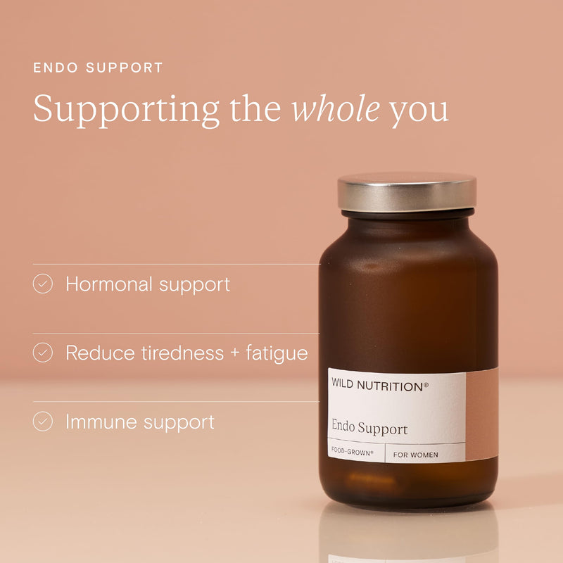 WILD NUTRITION Food-Grown Endo Support | Endometriosis Supplements | Magnesium & Iron for Energy Support | Vitamin B6 & Zinc for Antioxidant & Immune Support