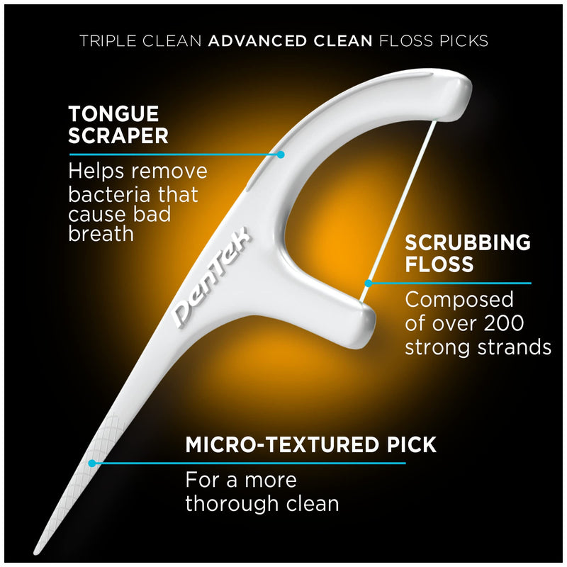 [Australia] - DenTek Triple Clean Advanced Clean Floss Picks, No Break & No Shred Floss, 75 Count, 3 Pack 75 Count (Pack of 3) 
