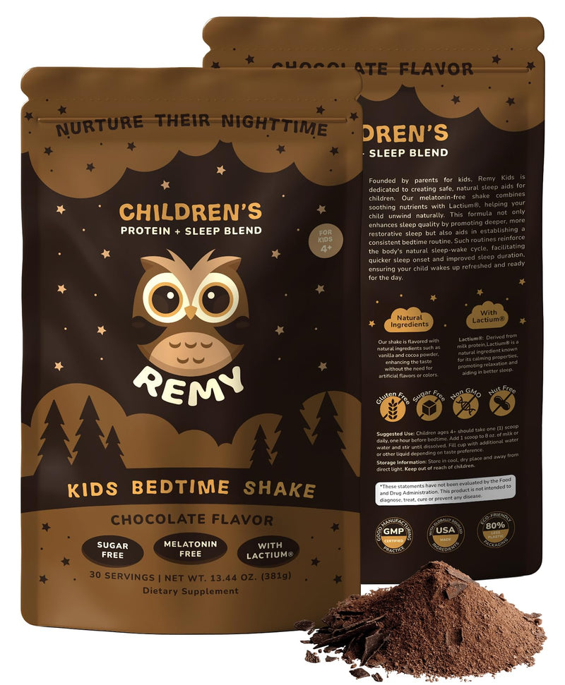 Remy Protein Drink Mix for Kids - Nutritious & Delicious Powdered Chocolate Sleep Aid Shake - Supports Healthy Growth, Easy-to-Mix - Non-GMO Balanced Daily Nutrition Drink
