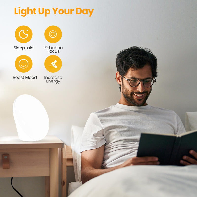 [Australia] - LASTAR Sun Lamp, 10,000 Lux Sunlight Lamp with Touch Control, 5 Brightness Level & 60Min Timer, One-Max Sun Lamp with Memory Function for Home/Office(White) A-White 