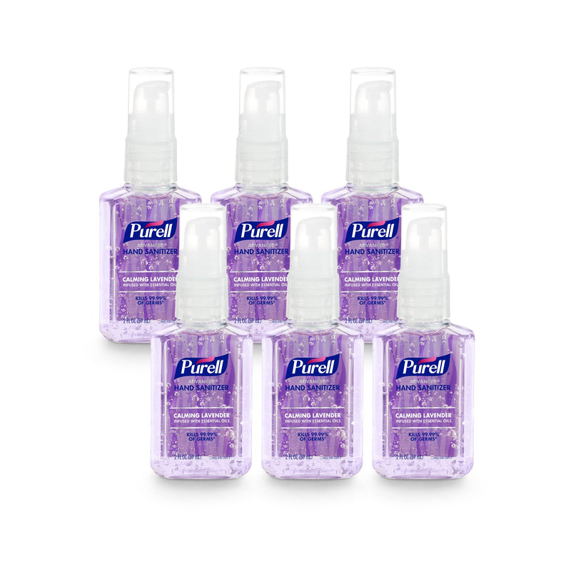 [Australia] - Purell Advanced Hand Sanitizer Gel Infused with Essential Oils, Calming Lavender, 2 fl oz Travel-Size Pump Bottle (Pack of 6), 3905-04-EC 