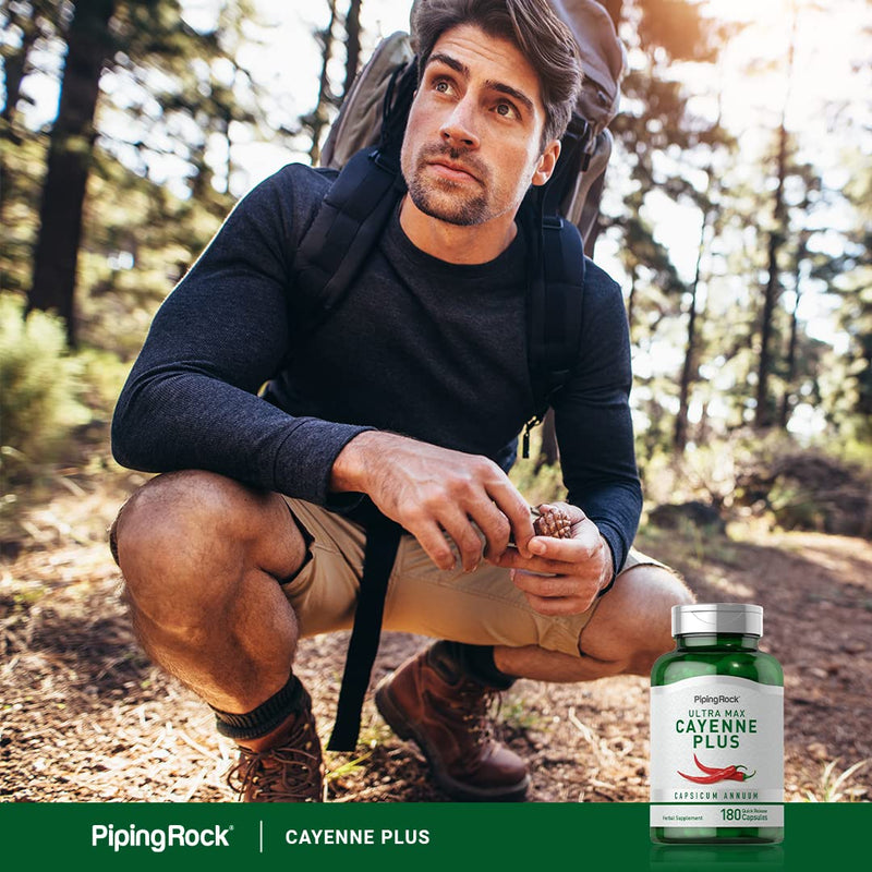 [Australia] - Piping Rock Cayenne Pepper Capsules | 180 Count | Capsicum Annuum | Plus Ginger and Hawthorn Berry | Herbal Supplement | Non-GMO, Gluten Free 