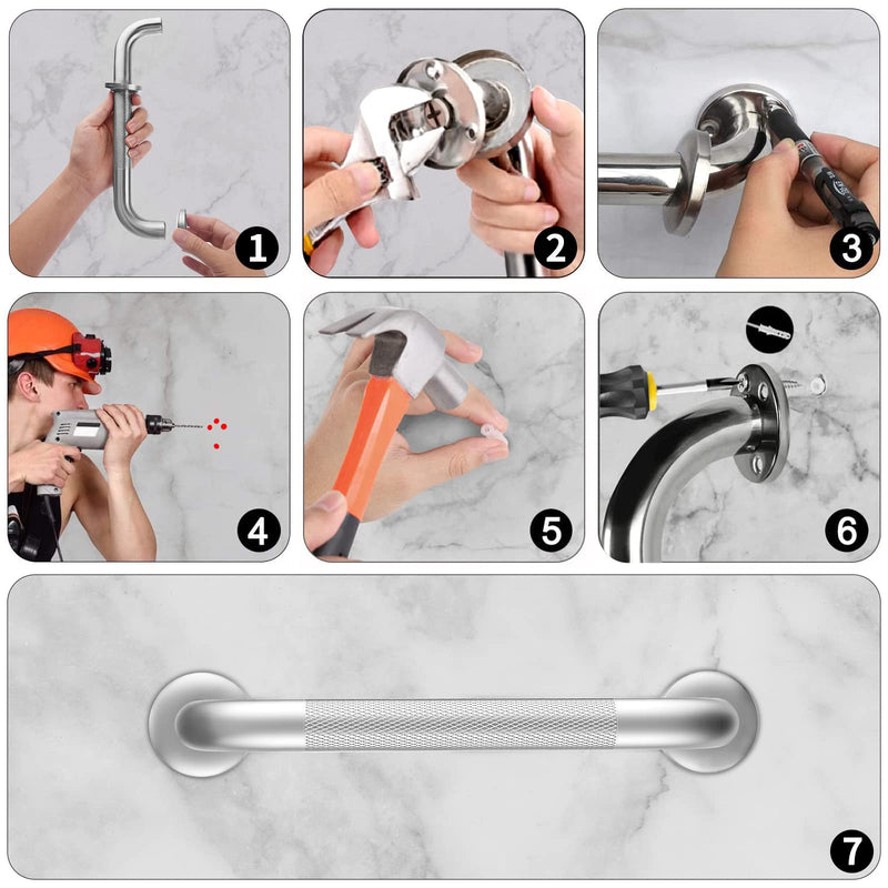 [Australia] - 2 Pack 16 Inch Grab Bars for Bathtubs and Showers, Anti Slip Shower Grab Bars Stainless Steel Shower Handle Toilet Handicap Elderly Senior Assist Bathroom Saft Handle 