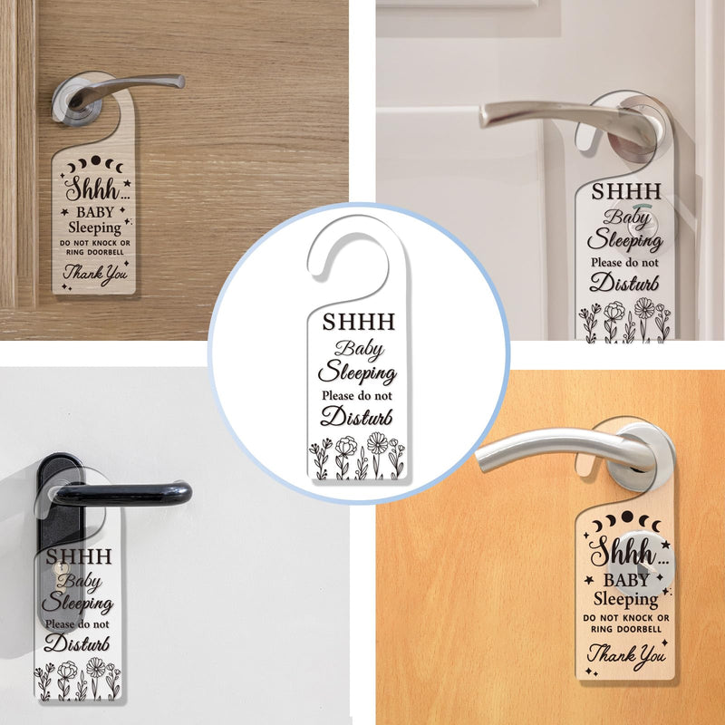 [Australia] - CHGCRAFT 2Pack Baby Sleeping Door Hands Hanger Sign Acrylic Notice Door Hanger Sign Cute Baby Room Sign Door Handle Decorations Sign for Home Living room Bedroom Kindergarten Gift for Parents 