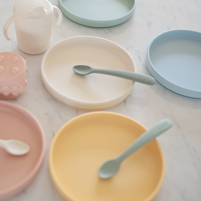 [Australia] - mushie Classic Silicone Suction Plate | BPA-Free Non-Slip Design (Ivory) Ivory 