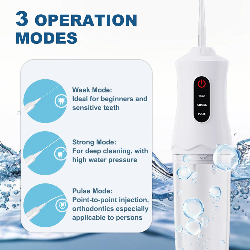 [Australia] - Water Dental Flosser Cordless for Teeth Cleaning and Flossing Portable Electric Water Floss Irrigator Oral Water Flossed Rechargeable Tonsil Stone Adults Kids Braces Home Office Travel White 