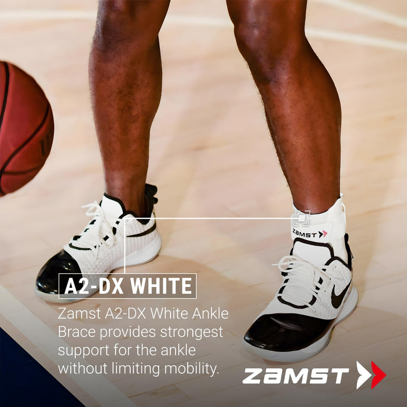[Australia] - Zamst A2-DX White Ankle Brace for Sports - Breathable Sports Ankle Support for Men and Women with Guard Stabilizers for High-Grade Ankle Sprain - Right, Medium Medium - Right 