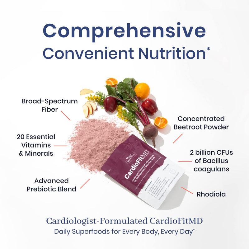[Australia] - 1MD Nutrition CardioFitMD - Vegan Beets Superfood Keto-Friendly Heart Health Powder - High Fiber Nutritional Supplement Drink - 30 Servings 30 Servings (Pack of 1) 