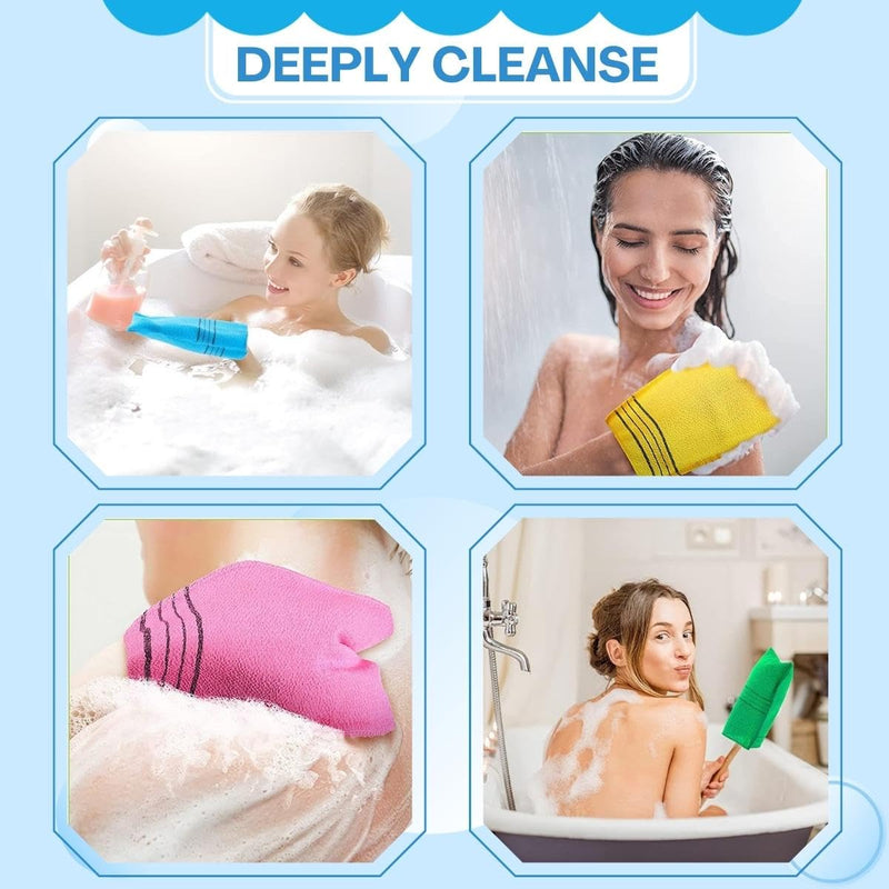 [Australia] - Ikosora 12 Pieces Korean Exfoliating Exfoliating Washcloths Colorful Korean Exfoliating Cloths (Yellow, Green, Blue, Pink) 