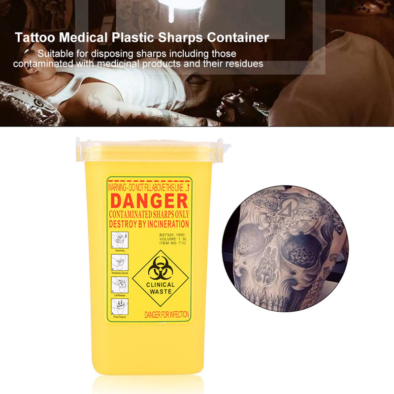 [Australia] - Heaveant Needle Disposal Container, 1 Liter Syringe Bucket Sharps Container Box, Tattoo Medical Disposal Biohazard Needle Waste Box with Lid for Tattoo Medical (Yellow) Yellow 