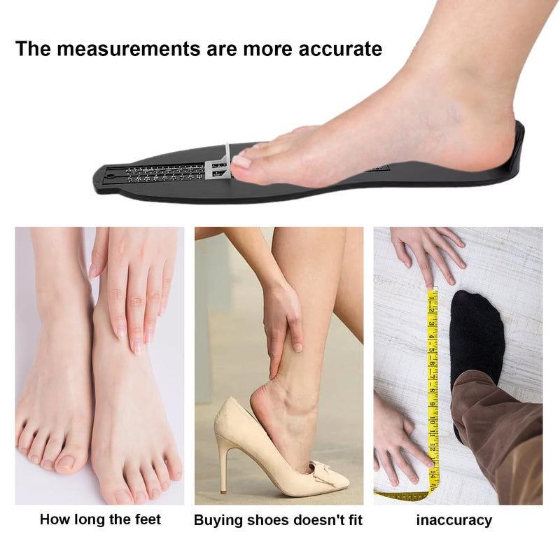 [Australia] - EEPLUYTY Foot Measurer, Black Foot Gauge, Kids Adults Foot Gauge-European and British, Suitable for Measuring Feet of Children and Adults, 18-47 (Comes with Tape Measure) 