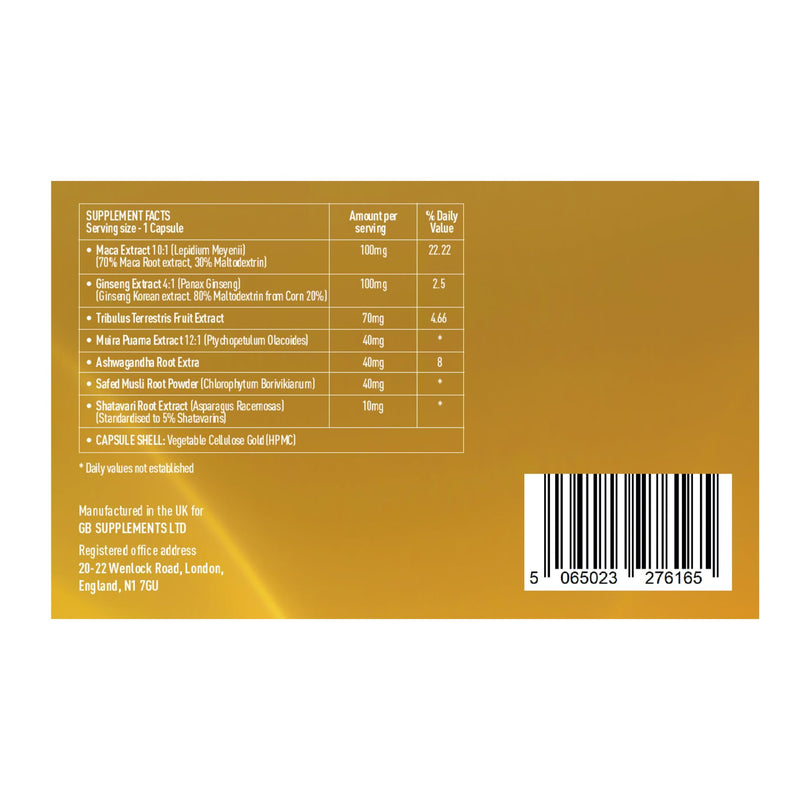 10 x 400mg NEW Advanced Formula - Ultra Gold Premium Male Support Capsules | 10 Capsules | Maca, Ginseng, Tribulus, Ashwagandha Blend | Stamina & Vitality Support | UK Manufactured