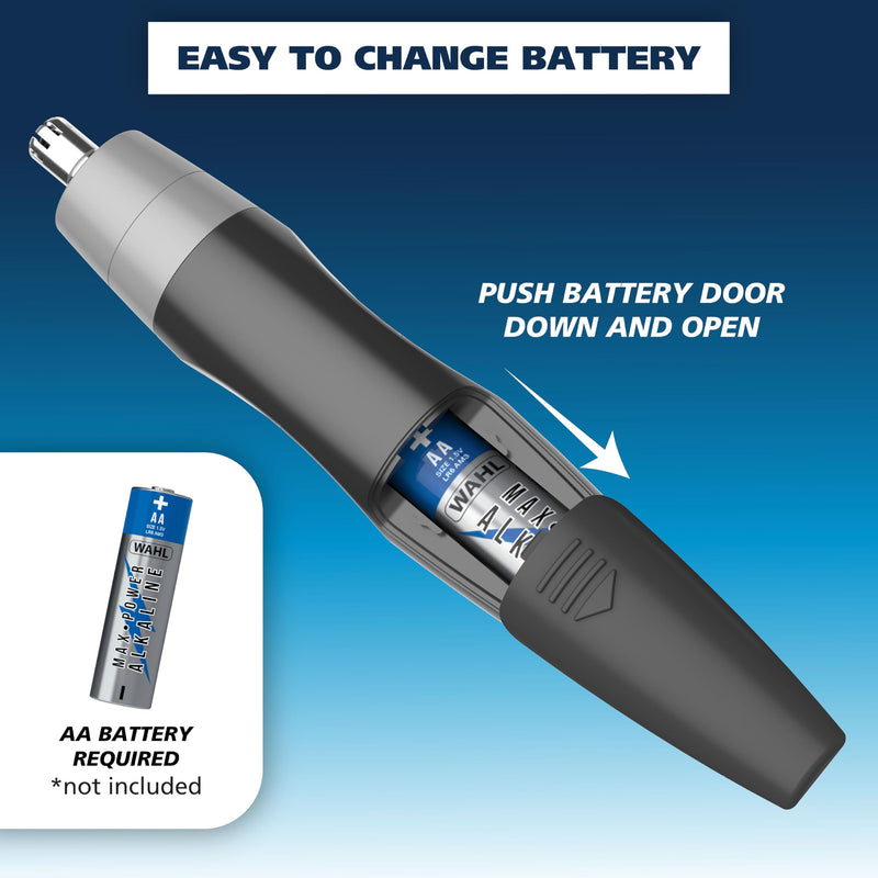 [Australia] - Wahl Clipper Battery Operated, Precision Ear and Nose Hair Trimmer for Men, Hygienic Nose Trimmer with Rinseable Blade for Easy Cleaning, Perfect for Travel – Model 3026462 