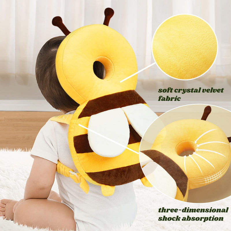 [Australia] - Baby Head Protector Backpack, Toddler Baby Head Protection Backpack with Baby Knee Pads Alarm Function for Walking & Crawling, Soft, Breathable and Wearing Safety Baby Head Protector - Yellow Bee 
