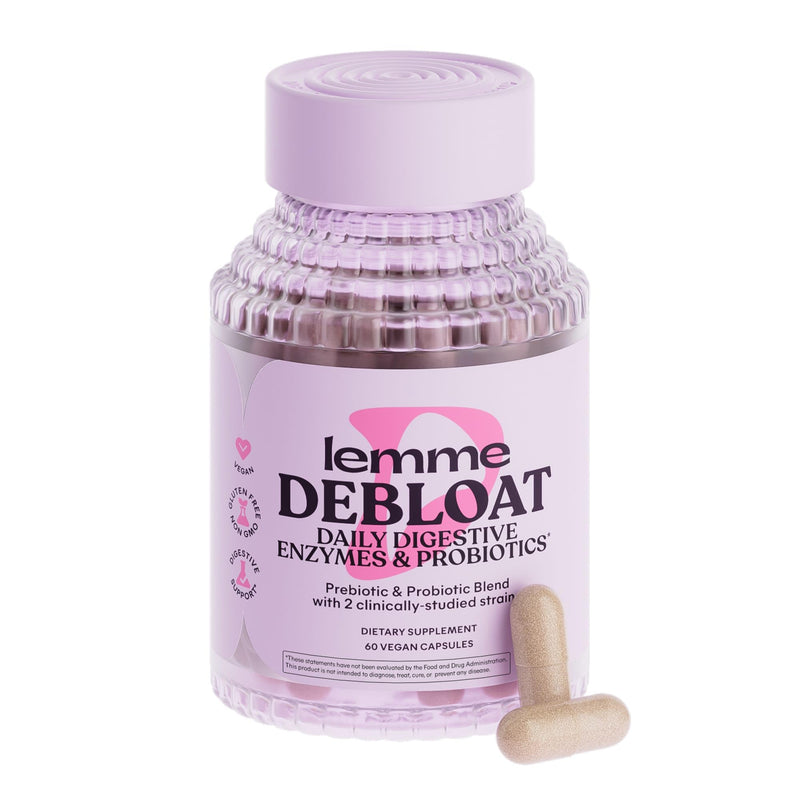 [Australia] - Lemme Debloat 3-in-1 Prebiotic, Probiotic & Digestive Enzyme Capsules for Bloating & Gas Relief - 2 Clinically Studied Probiotics w/5 Digestive Enzymes to Improve Digestion, Women & Men, (60 Count) 