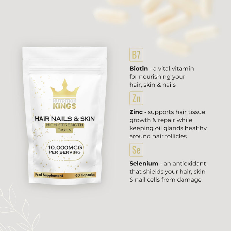 Biotin 10.000mcg | Hair, Nails & Skin Capsules | Pure, Organic, Vegan, 60 Capsules | No Added Fillers Binders Or Artificial Ingedients