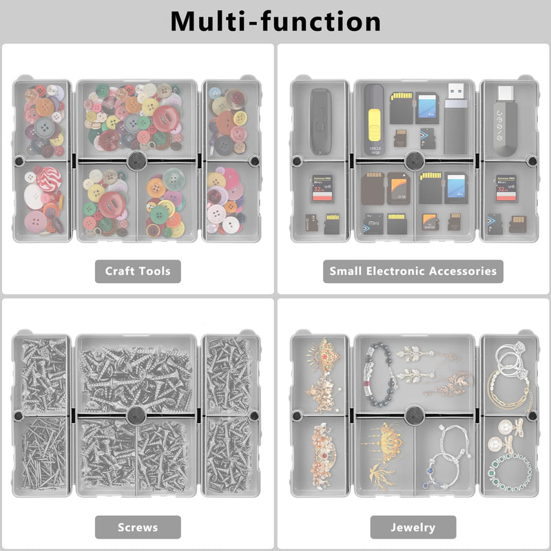 FYY Travel Pill Organizer, Pill Box Medicine Case-2pcs Grey | Easy to Use, Privacy Protection,Magnetic Foldable Pill Case for Purse or Pocket to Hold Vitamins,Supplements,Medication,2 Pcs Large (1 Piece), Small (1 Piece)