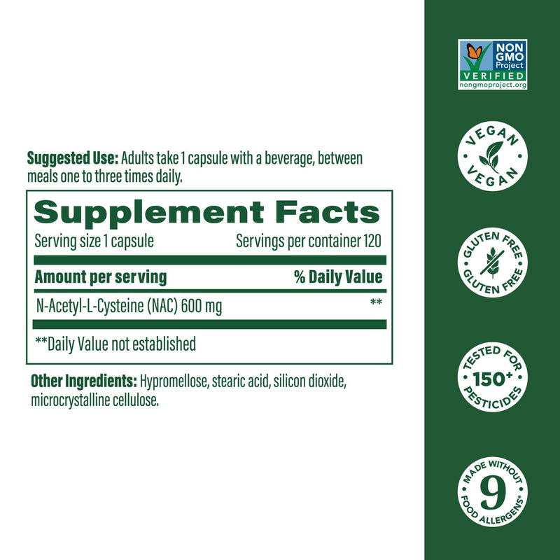 [Australia] - MegaFood NAC Supplement N-Acetyl Cysteine 600mg Per Serving - Promotes Production of Glutathione - Liver Support & Immune Support Supplement - Vegan, Non GMO - 120 Capsules, 120 Servings 