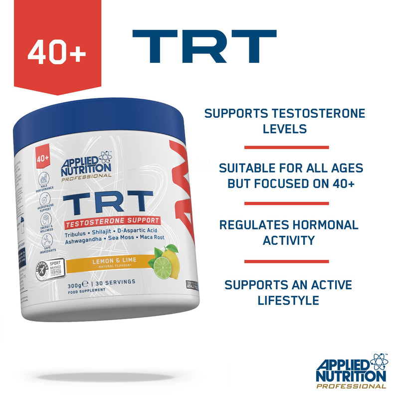 Applied Nutrition TRT for Men Over 40 | Zinc, Magnesium, D-Aspartic Acid, Maca, Ashwagandha & Sea Moss | Informed Sport – Lemon & Lime (300g – 30 Servings) 30 Servings (Pack of 1)