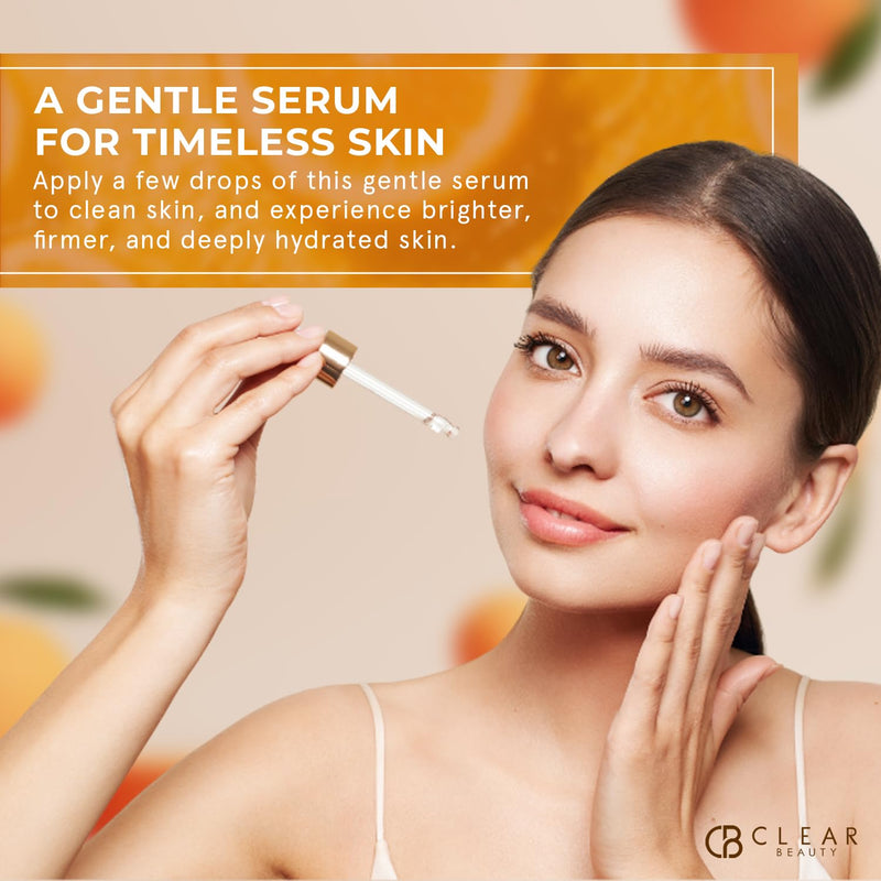 Clear Beauty Vitamin C Serum For Face with Collagen – Dermatologist Tested, Anti Aging, Korean Skin Care – Hydrates, Firms, Targets Dark Spots & Supports Skin Barrier – Vegan, Clean Beauty, 1.69 Fl Oz Vitamin C & Vegan Collagen