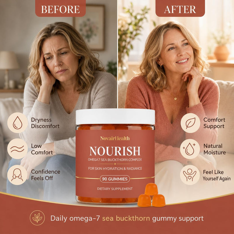 Nourish Sea Buckthorn Gummies, Feminine Balance Supplement with Sea Buckthorn Oil and Omega-7 Superfruit Blend for Hydration & Wellness 1