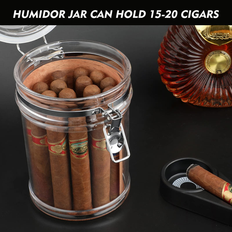 [Australia] - XIFEI Acrylic Humidor Jar with Humidifier and Hygrometer,humidor That can Hold About 18 Cigars (Clear) 