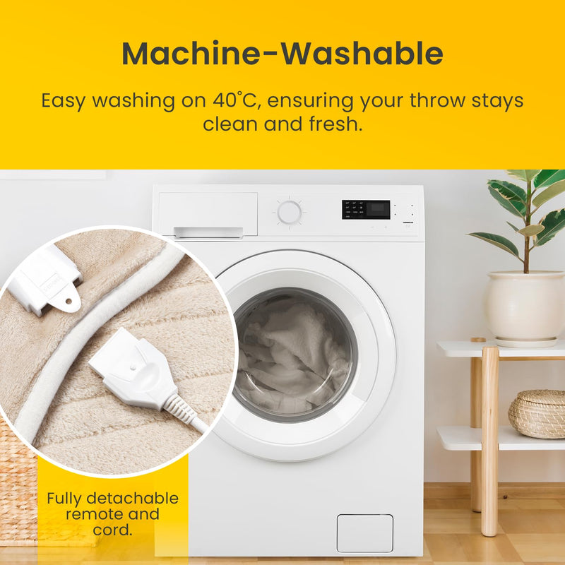 [Australia] - Cosi Home electric blanket 180x130 cm - electric heating blanket with automatic switch-off, overheating protection, washable, cozy fleece, 10 heating levels with digital remote control, 10 hour timer - cream 180 x 130 