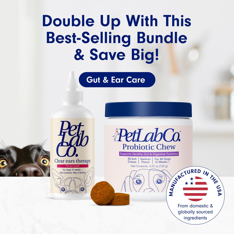 PetLab Co. - Gut & Ear Health Bundle: Probiotics for Dogs, Support Gut Health & Seasonal Allergies, & Ear Cleaner for Dogs, Supporting Yeast & Healthy Ear Canals - Easy to use Formulas - PawsPlanet Australia