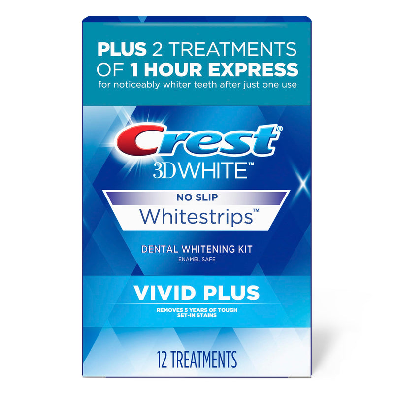 [Australia] - Crest 3D Whitestrips, Vivid Plus, Teeth Whitening Strip Kit, 24 Count (Pack of 1) 