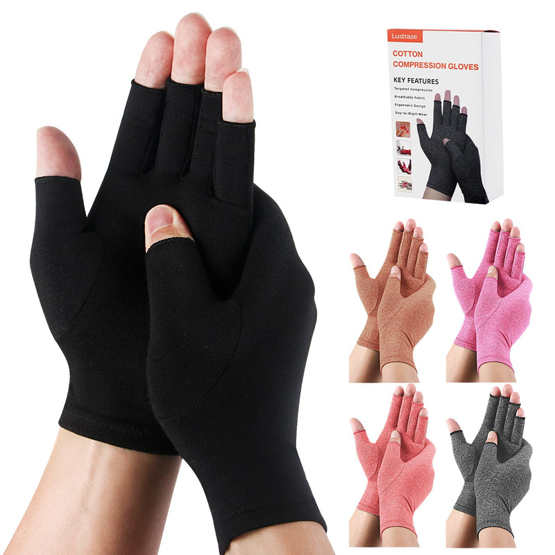 5 Pairs Arthritis Gloves for Women and Men, Pain Relief Compression Gloves Women,Fingerless Breathable Design M(2.8-3.5Inch)