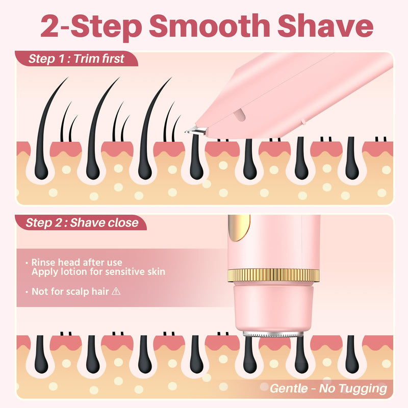 [Australia] - 2025 Upgraded Bikini Trimmer for Women, Dual-Head Shaver with LCD Display, Ceramic-Blade Pubic Hair Trimmer, IPX7 Waterproof Wet & Dry Shower Shaver, Travel-Ready Gift Pouch (Light Pink) Light Pink 