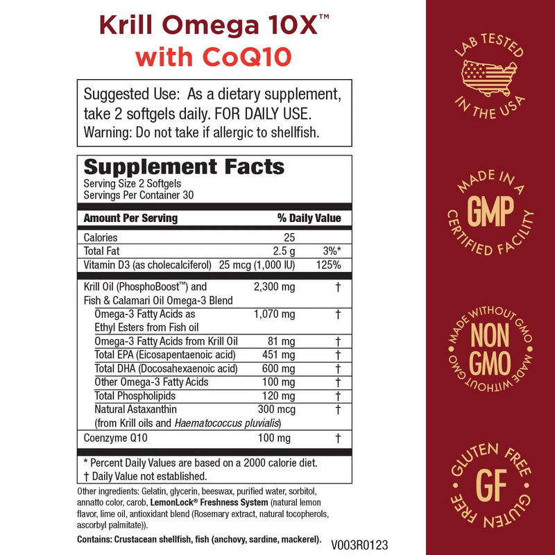 [Australia] - Krill Omega 10X more EPA & DHA with CoQ10 Super Formula from Purity Products. 60 SOFT GELS 