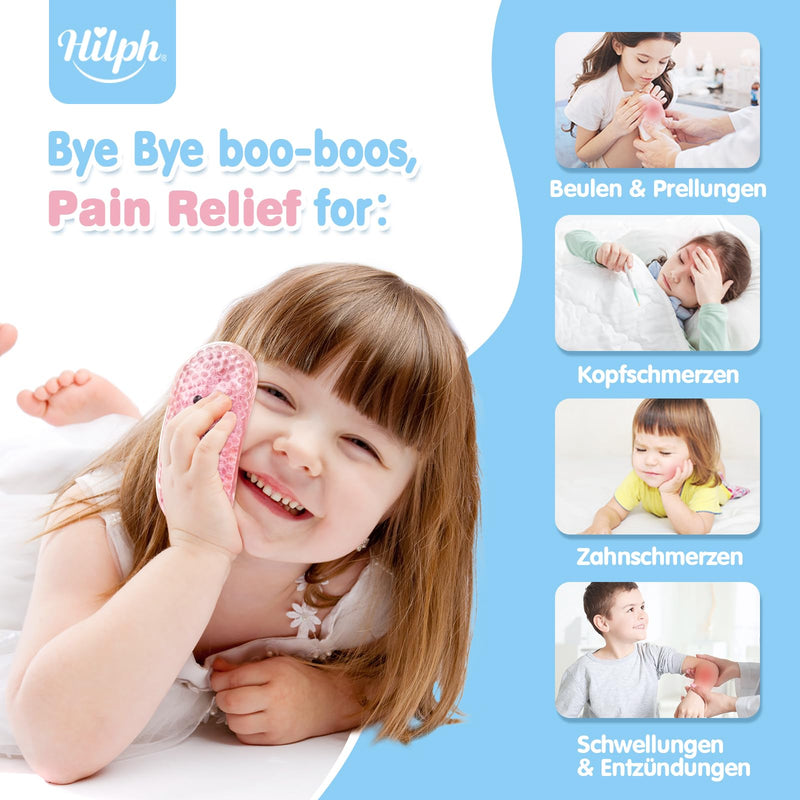 [Australia] - Hilph Mini Gel Cooling Packs Children's Cooling Pads for Children, 4 x Cold Warm Compress Non-Toxic Small Ice Packs Cooling Pads for Fever, Bumps, Bruises, Toothaches or Headaches, 2.5" x 5.3" Rectangular (Smile Pattern) 